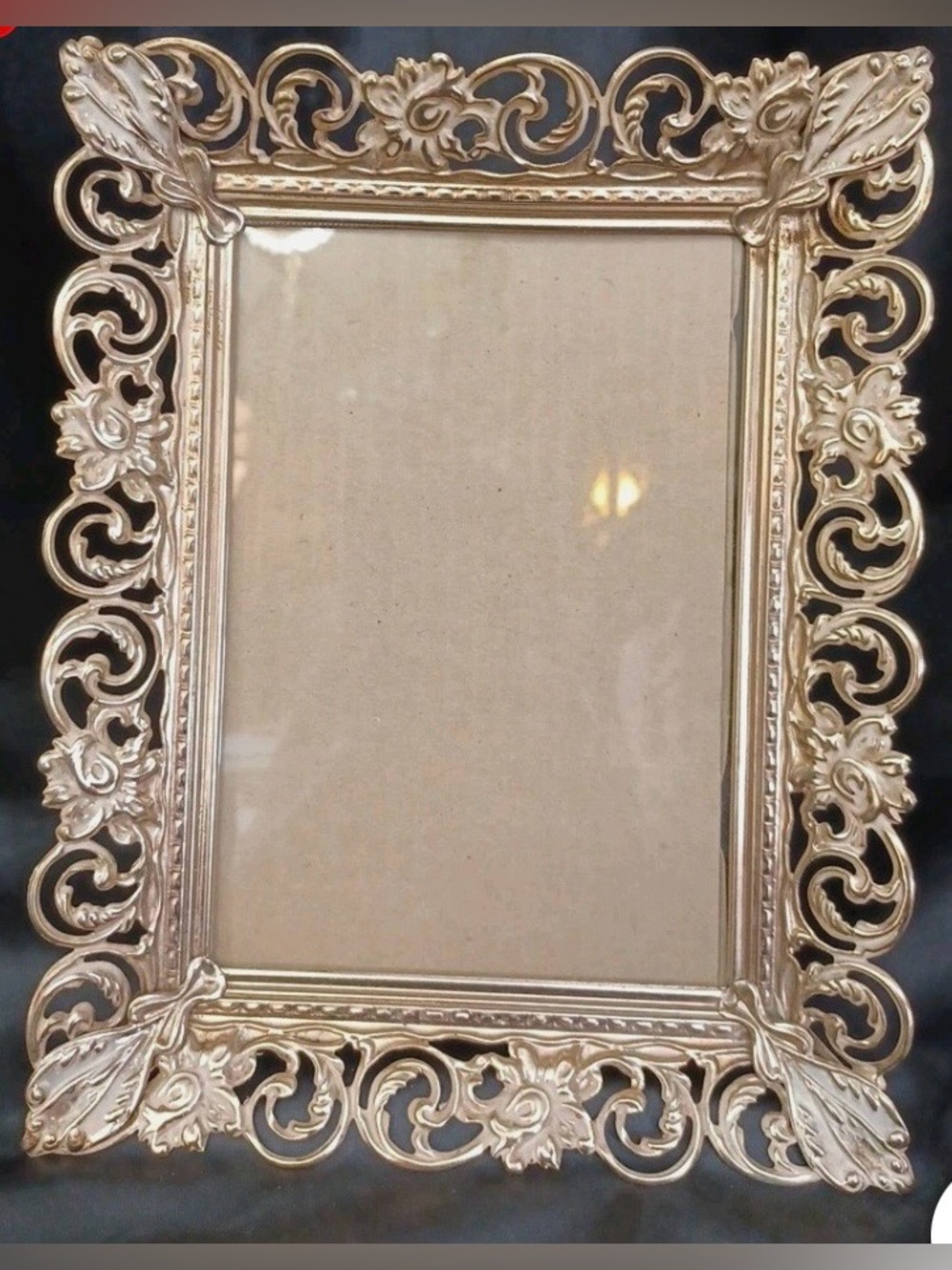 Vintage Ornate Gold  brass Filigree Picture Frame